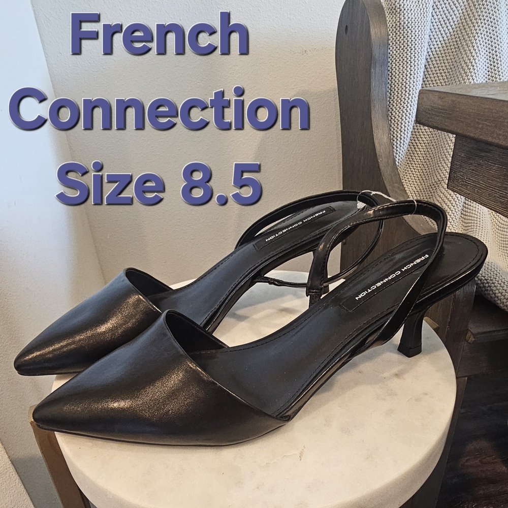 French Connection Black Slingback Heels